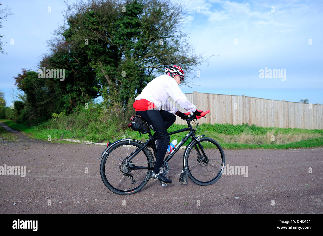 Elderly Mountain Bike Rider Stock Photo Alamy