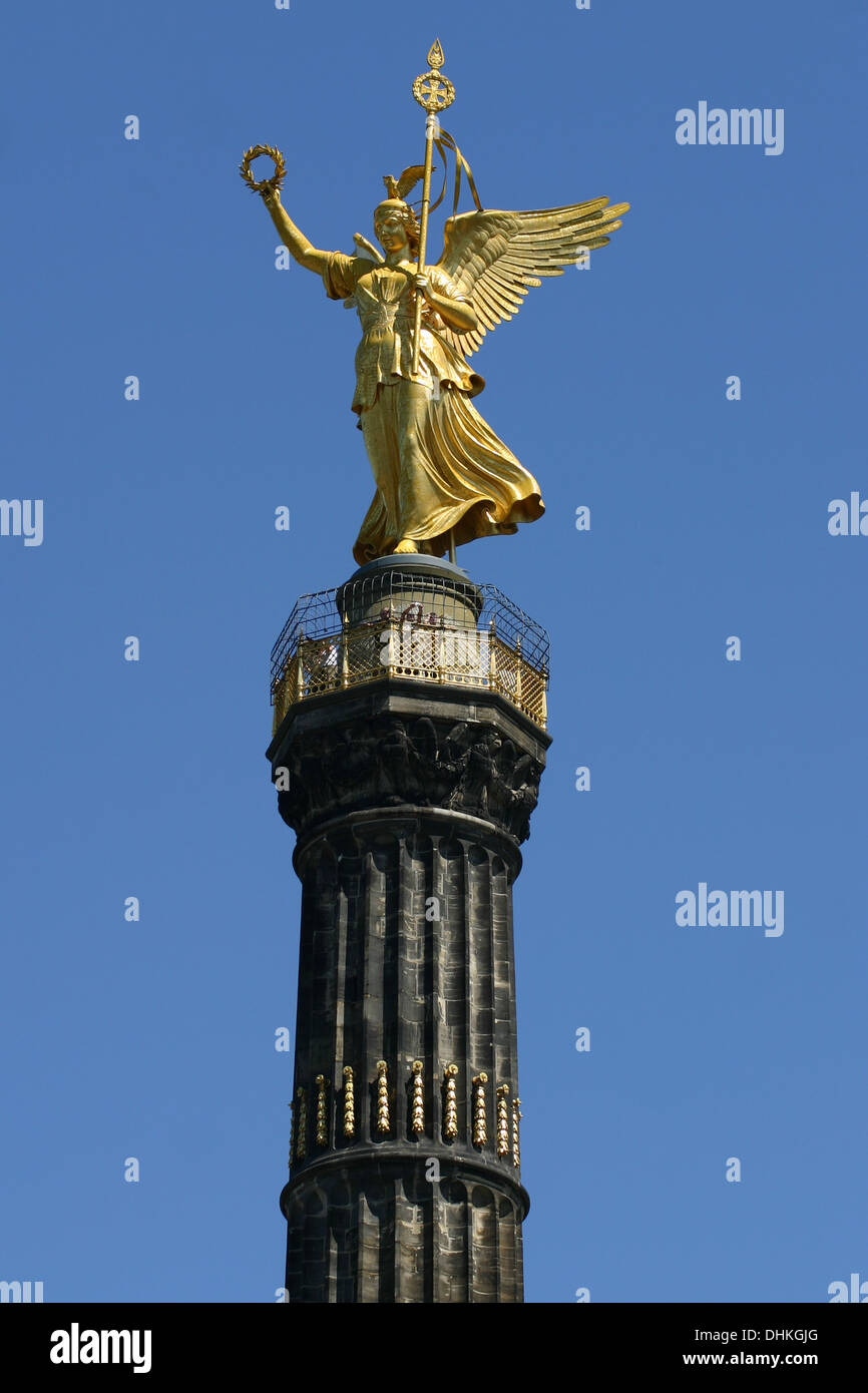The Victory column (Siegessäule) in Berlin, Germany, with the statue of ...