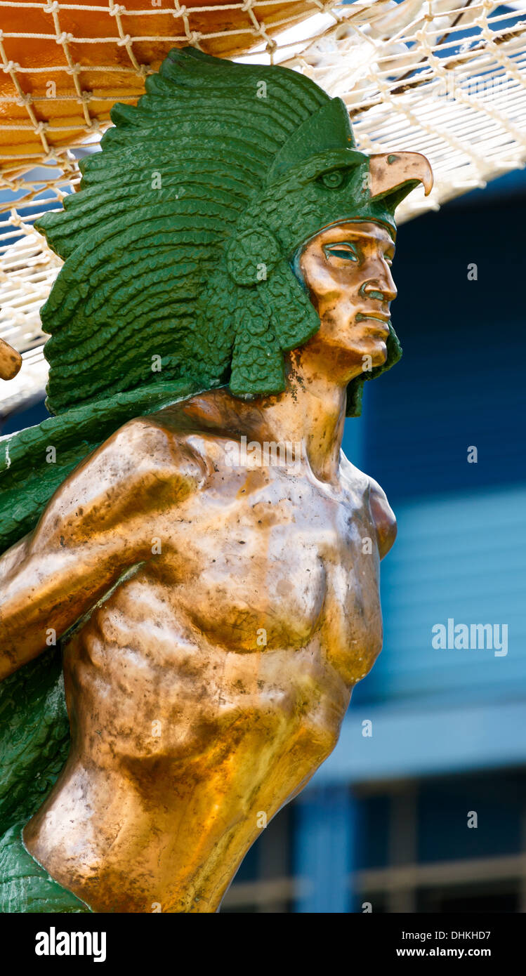 The figurehead of ARM Cuauhtémoc, a sail training vessel of the Mexican Navy, participant in Tall Ships Races of 2013. Stock Photo