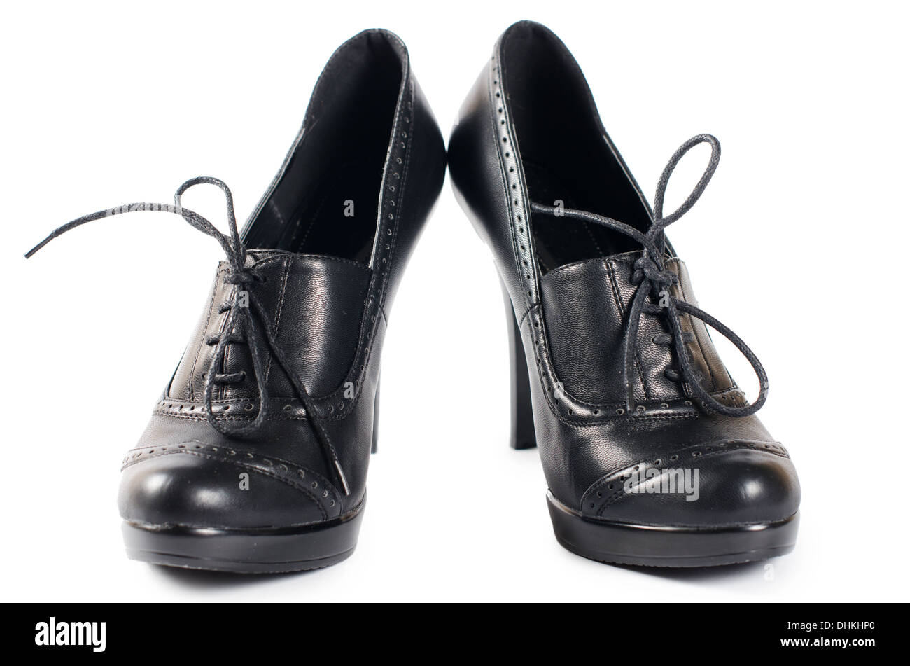 Black female shoes isolated on white Stock Photo - Alamy
