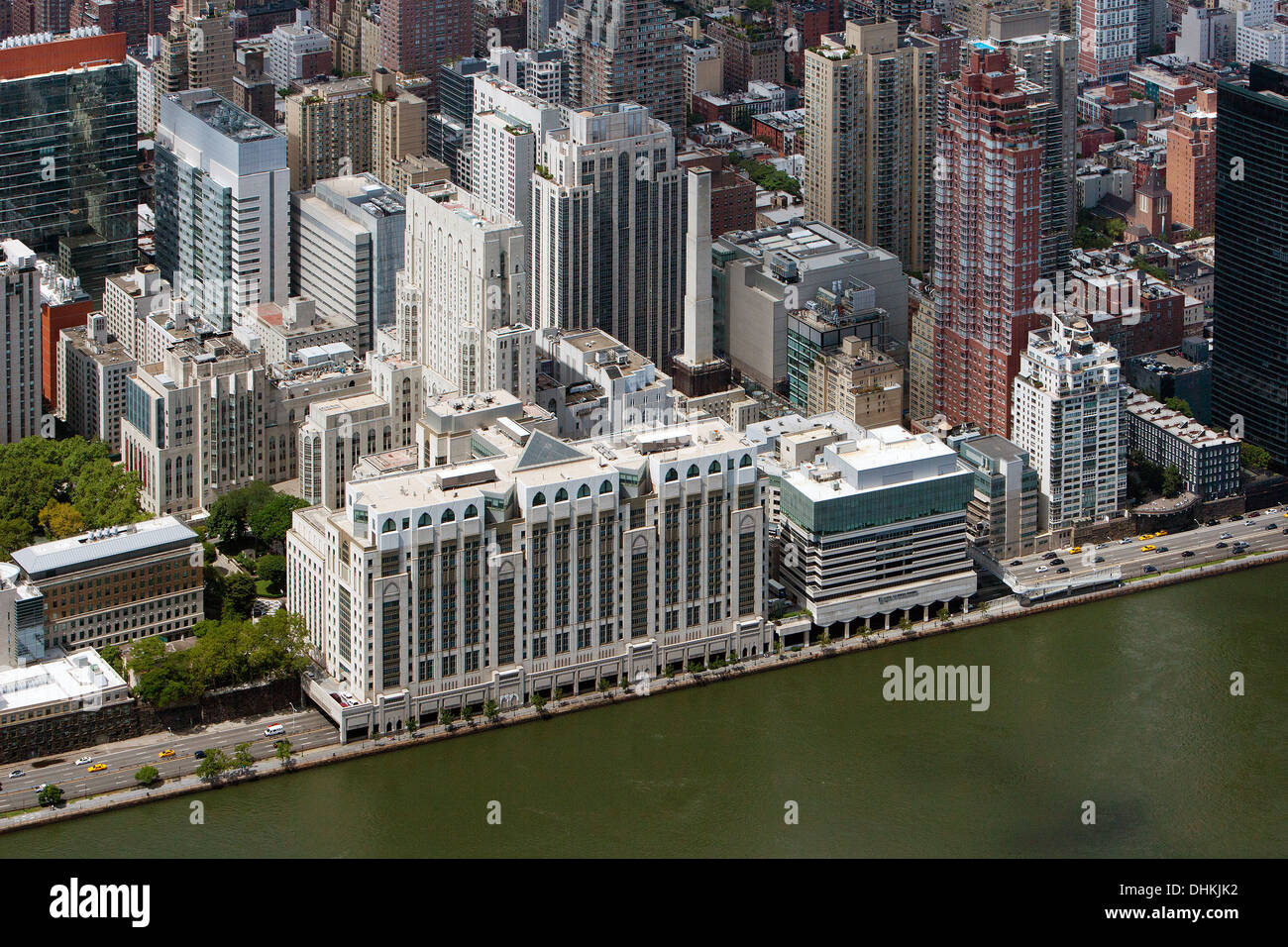 aerial photograph Hospital for Special Surgery, East River Esplanade, Manhattan, New York City Stock Photo
