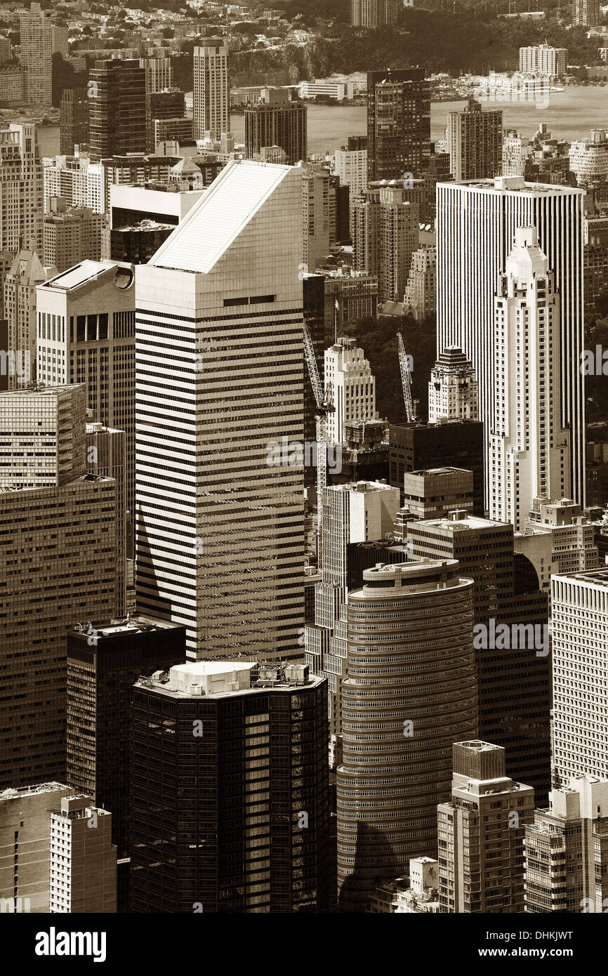 aerial photograph Citigroup Center, Lipstick building,skyscrapers, Manhattan, New York City Stock Photo