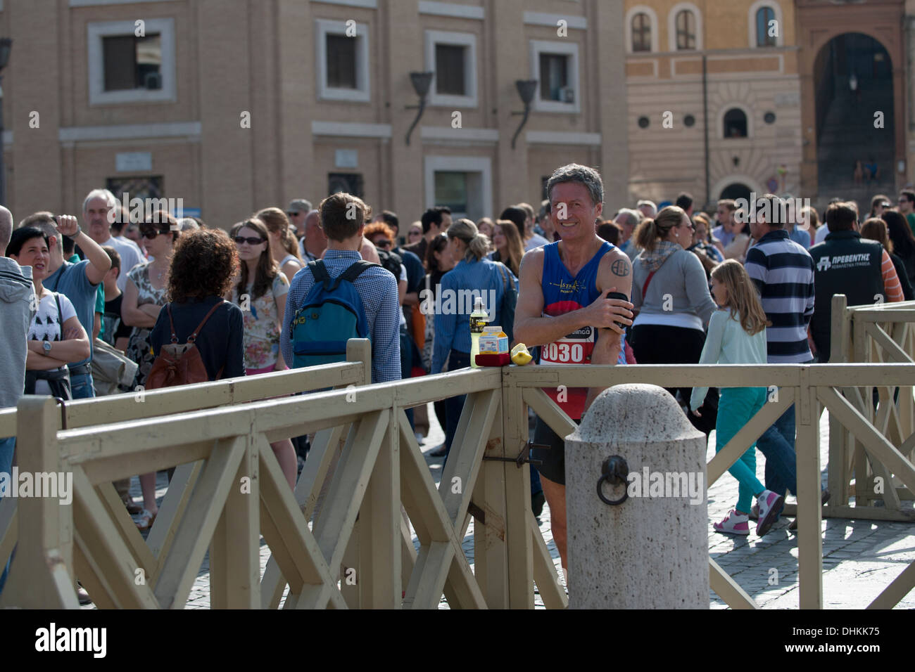 Man take relax after race in Vatican city Stock Photo