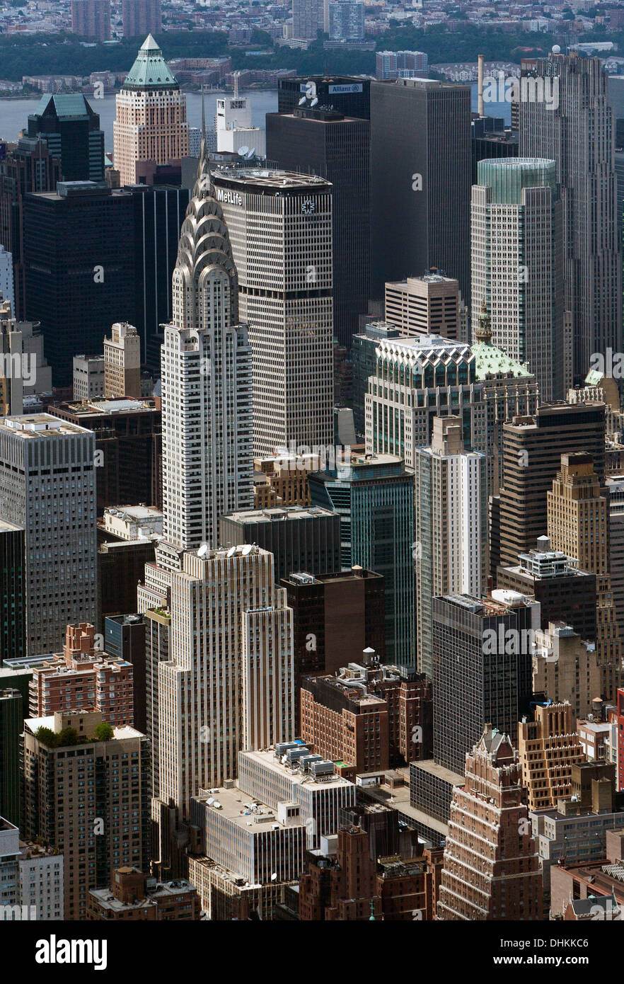 aerial photograph Chrysler and Met Life buildings and vicinity, Manhattan, New York City Stock Photo