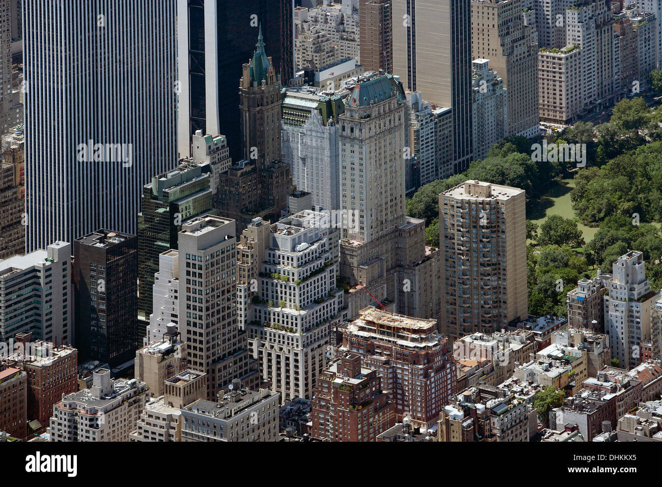 aerial photograph midtown east side Central Park, Manhattan, New York City Stock Photo