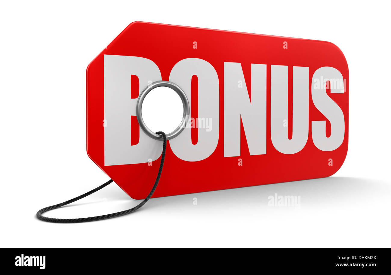 Label with Bonus (clipping path included Stock Photo - Alamy