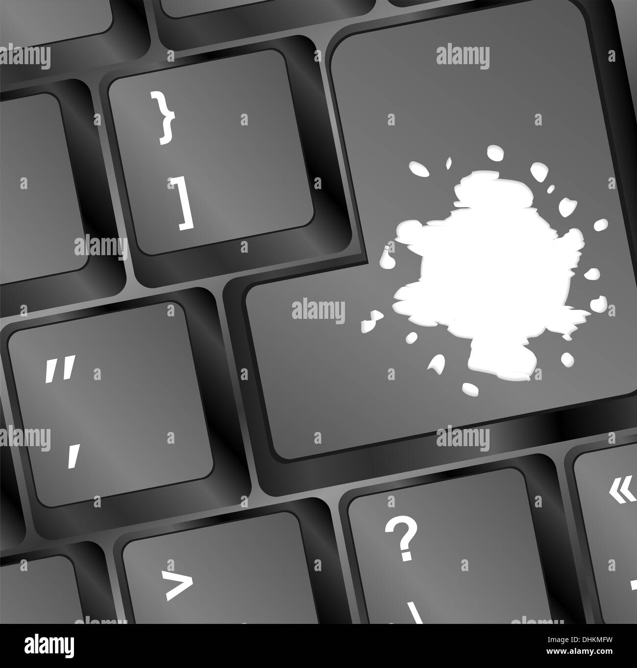 Computer keyboard with blots on enter key Stock Photo