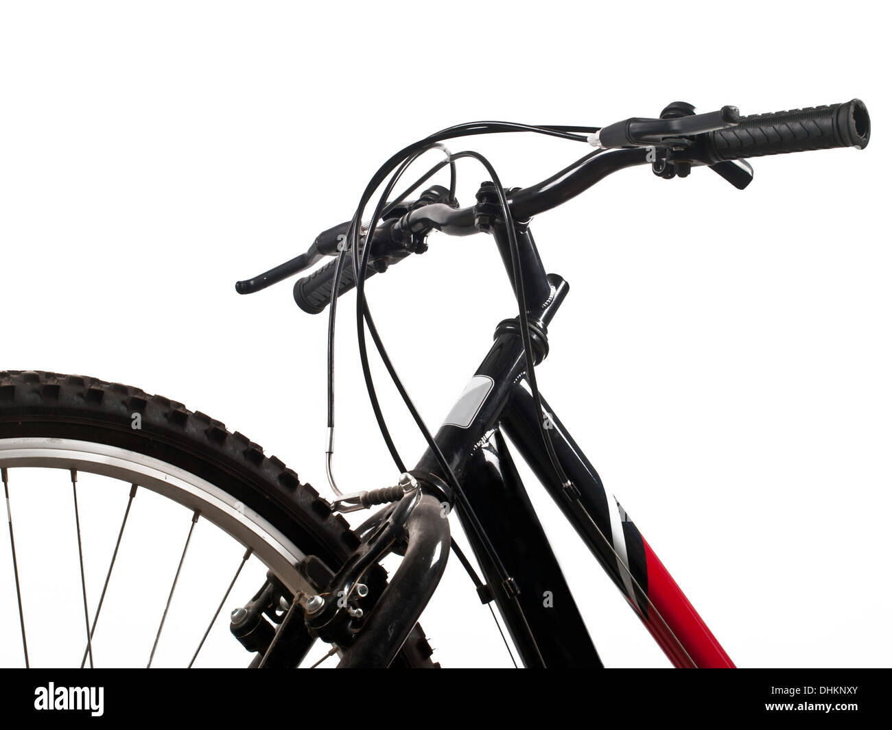 front wheel and handlebar of bicycle Stock Photo