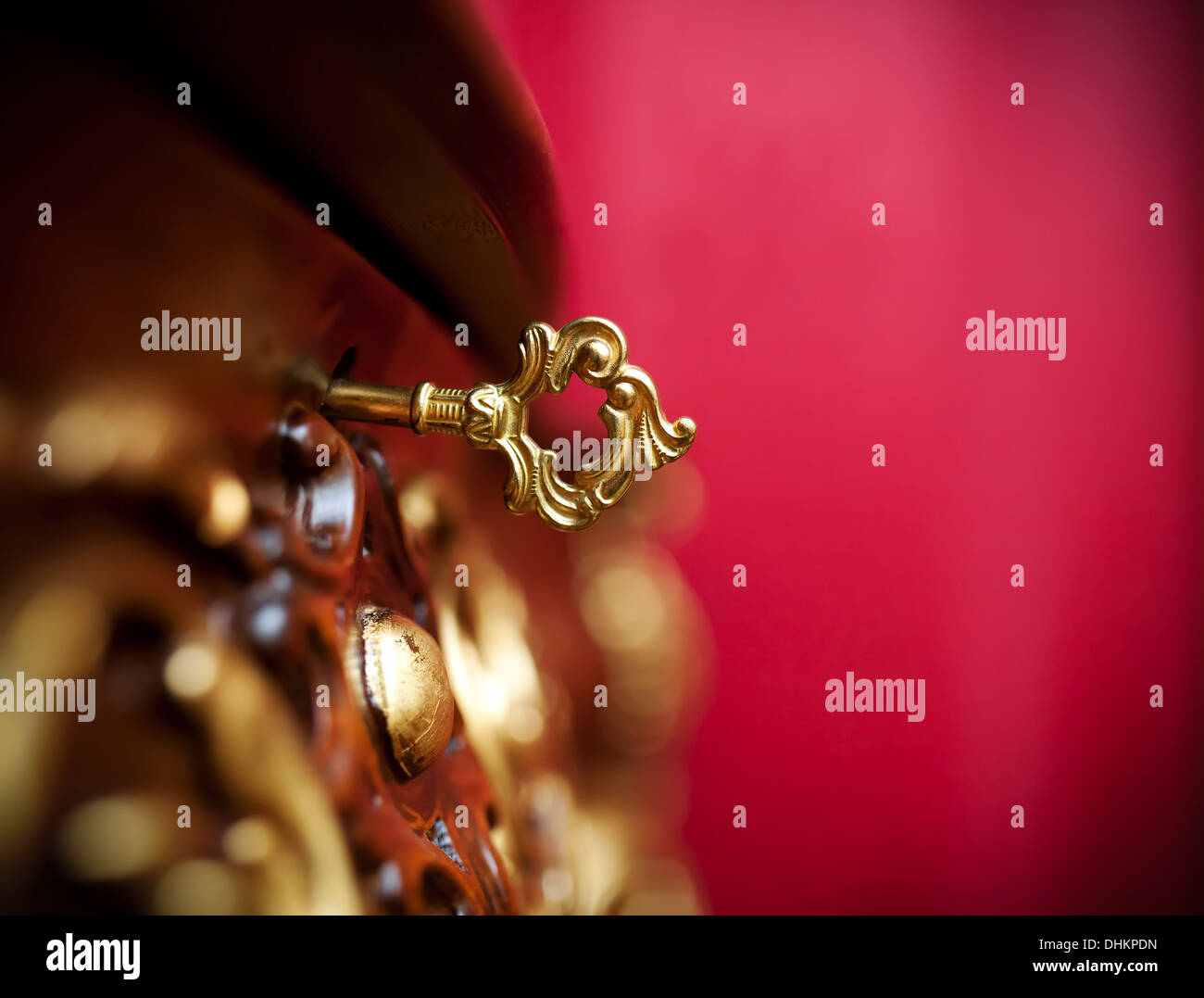 Ancient drawer of a locker with golden key in a keyhole Stock Photo - Alamy