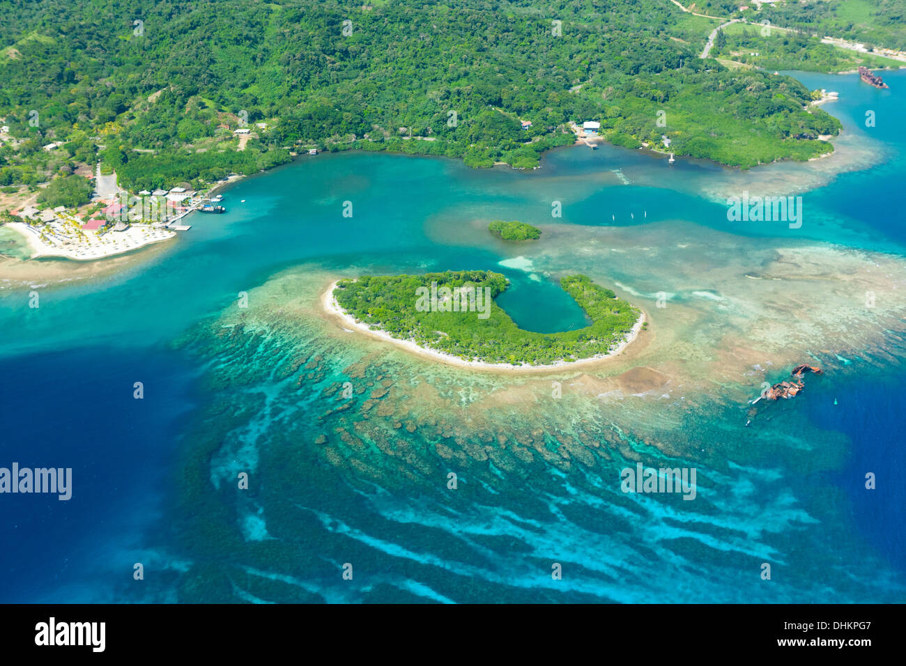 Aerial photo of cay on Roatan Island Stock Photo Alamy Aerial photo of cay on Roatan Island Stock Photo Alamy