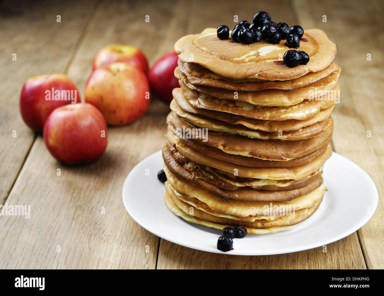 Pile of pancakes in the white plate Stock Photo