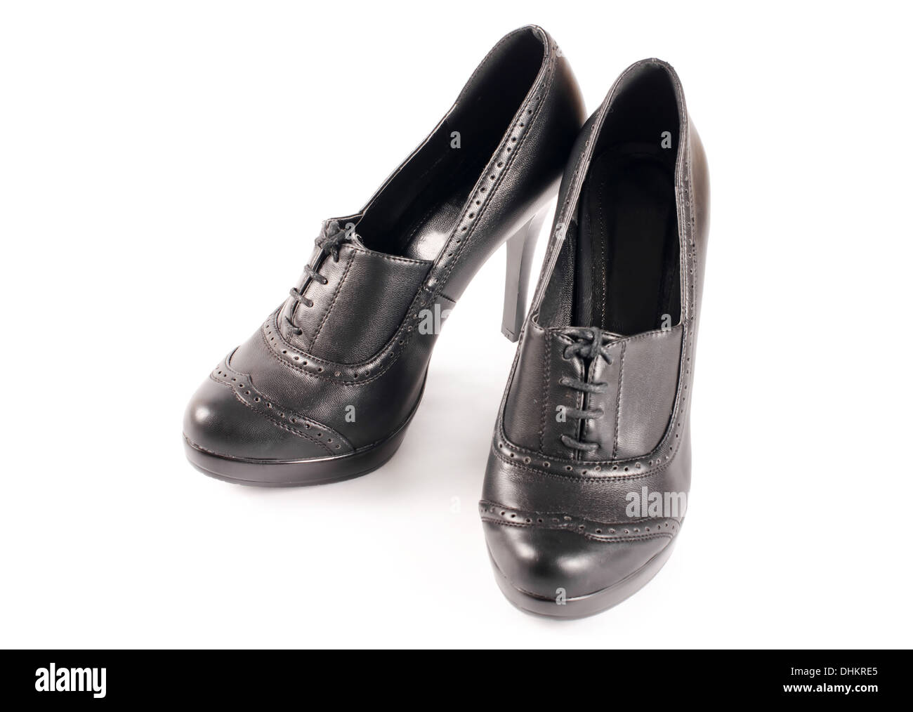 Black female shoes isolated on white Stock Photo - Alamy