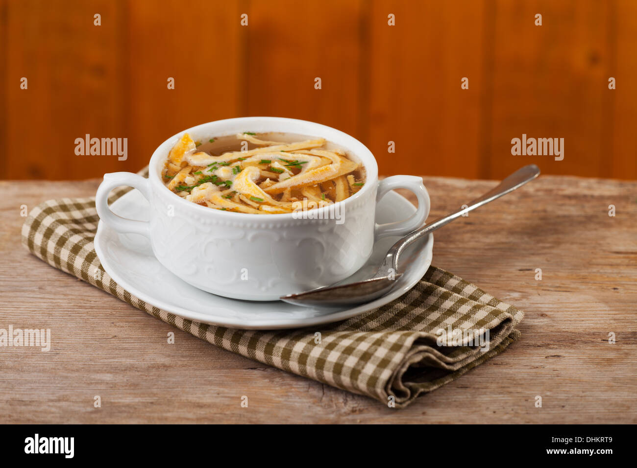 bavarian pancake soup in a bowl Stock Photo
