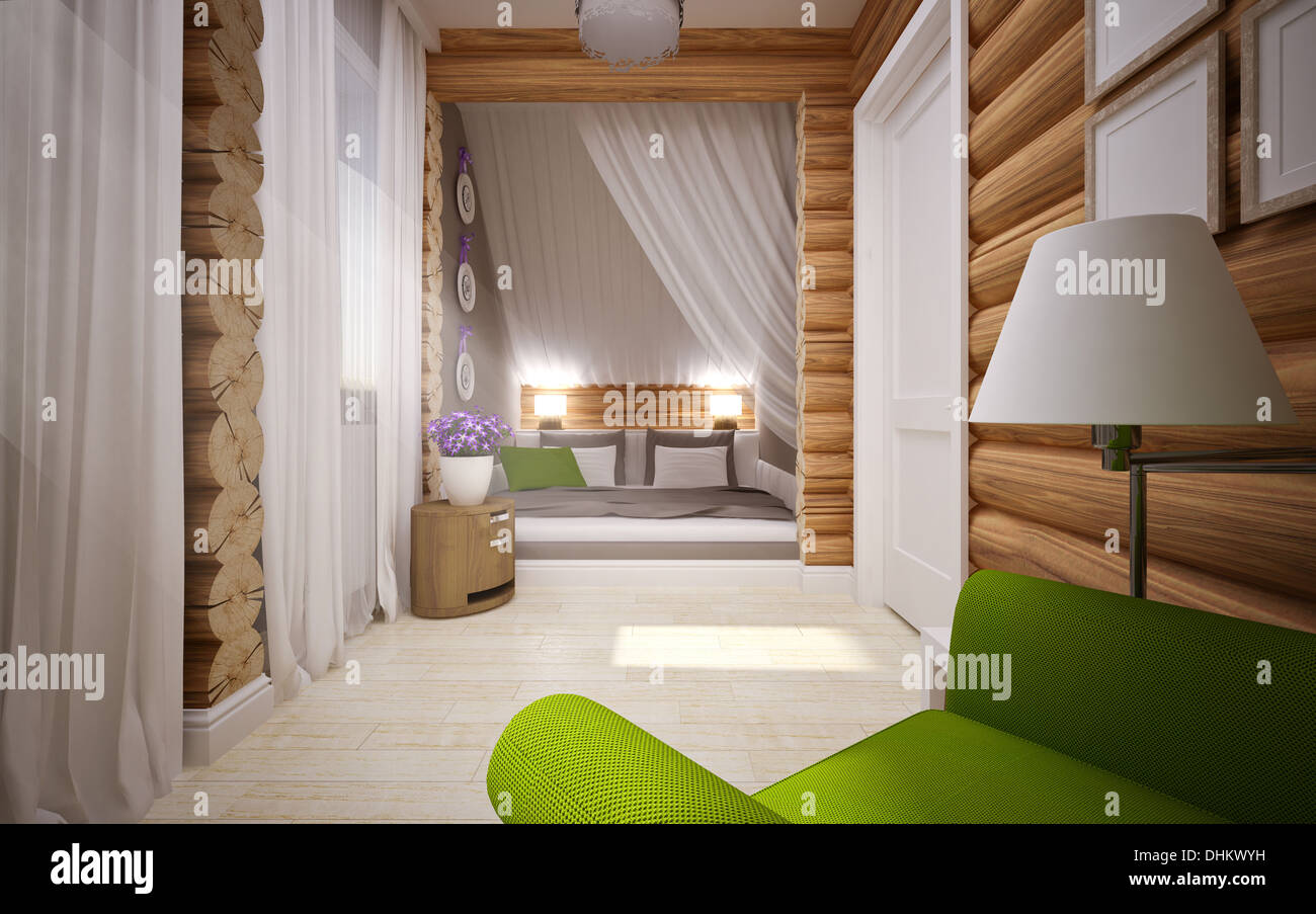 modern interior of wooden house Stock Photo - Alamy