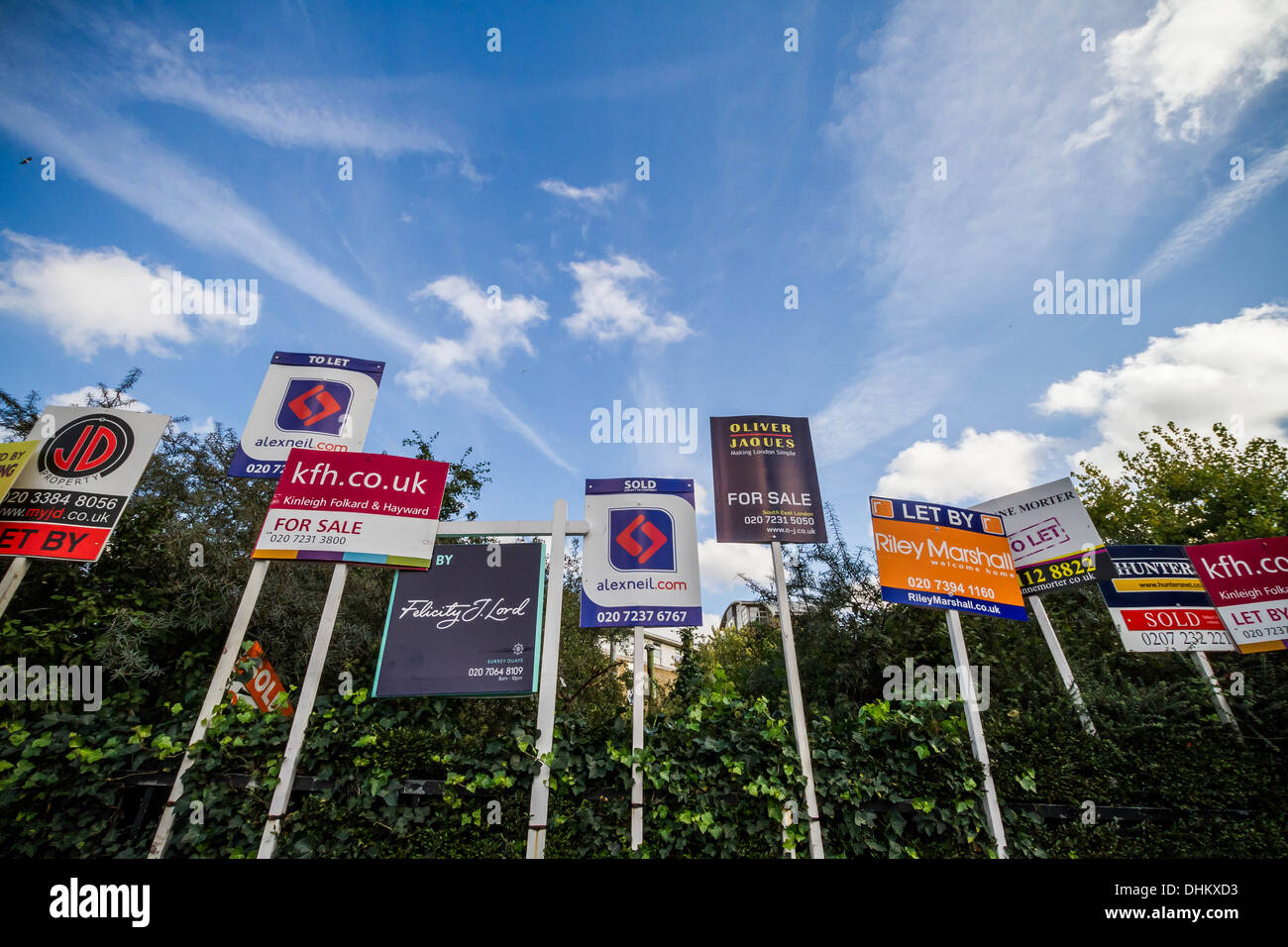 Estate agents boards advertising sales or rentals seen in south east