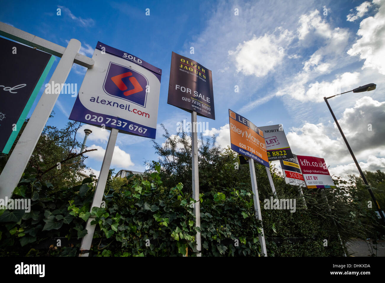 Estate agents boards advertising sales or rentals seen in south east