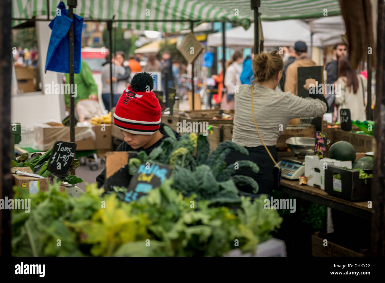 Veg stall in Broadway Market Stock Photo