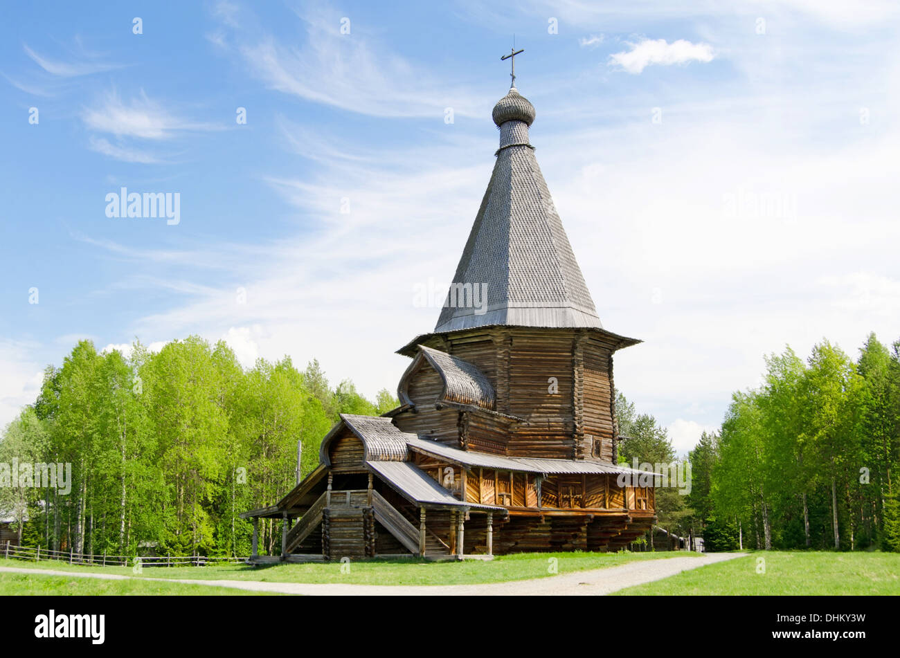 Wooden churches in the north Russia Stock Photo