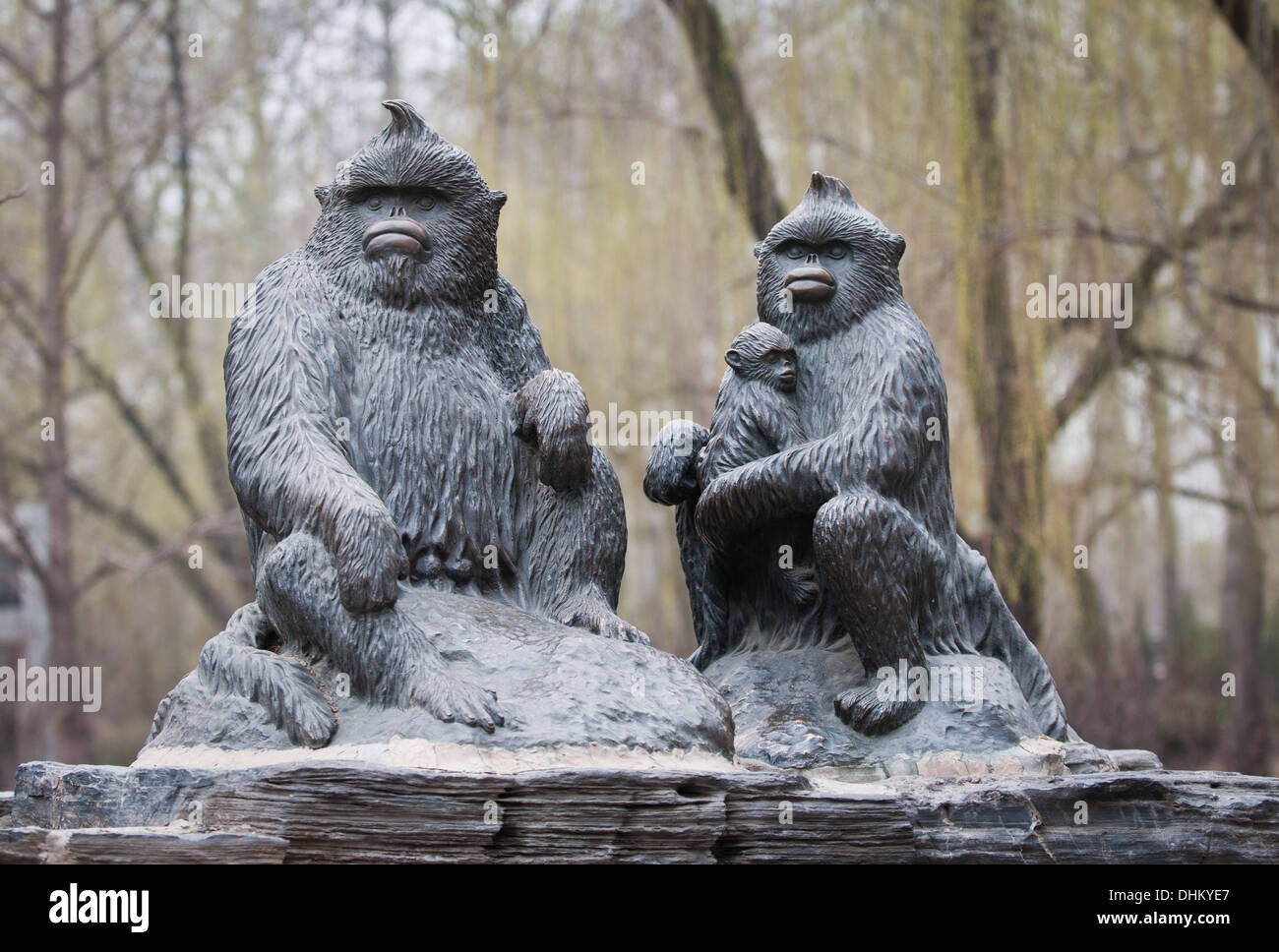 The golden monkey (Cercopithecus kandti) statues in Beijing Zoo in