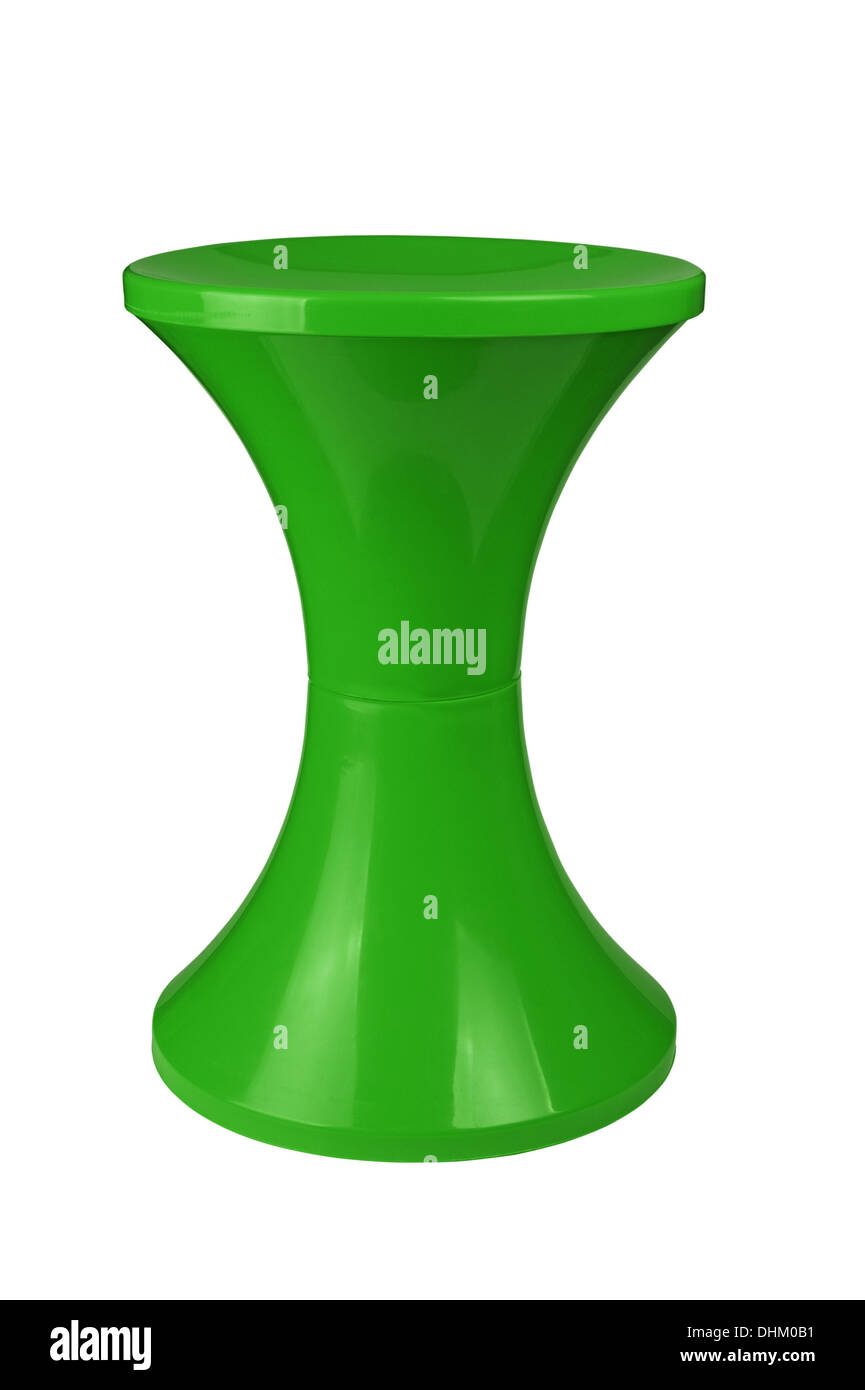 Green plastic stool isolated on white background Stock Photo