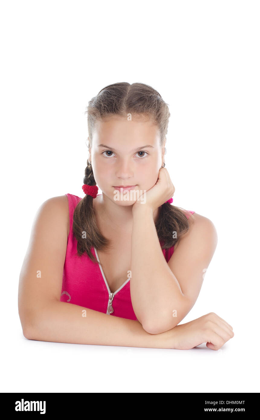 Young girl with the extended hand Stock Photo