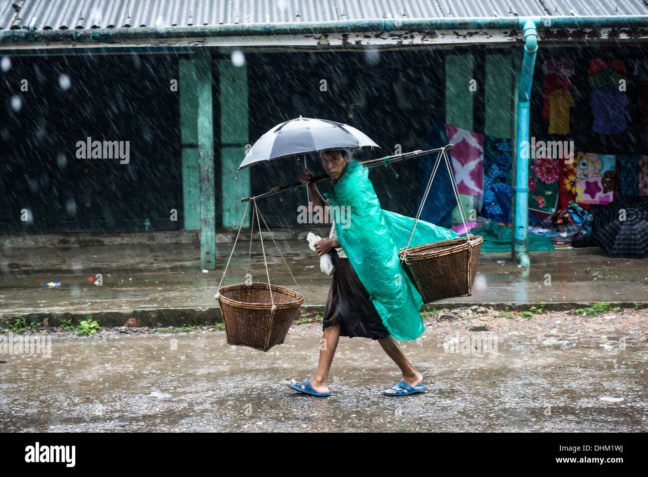 Heavy rains during the monsoon season in western Myanmar. Stock Photo