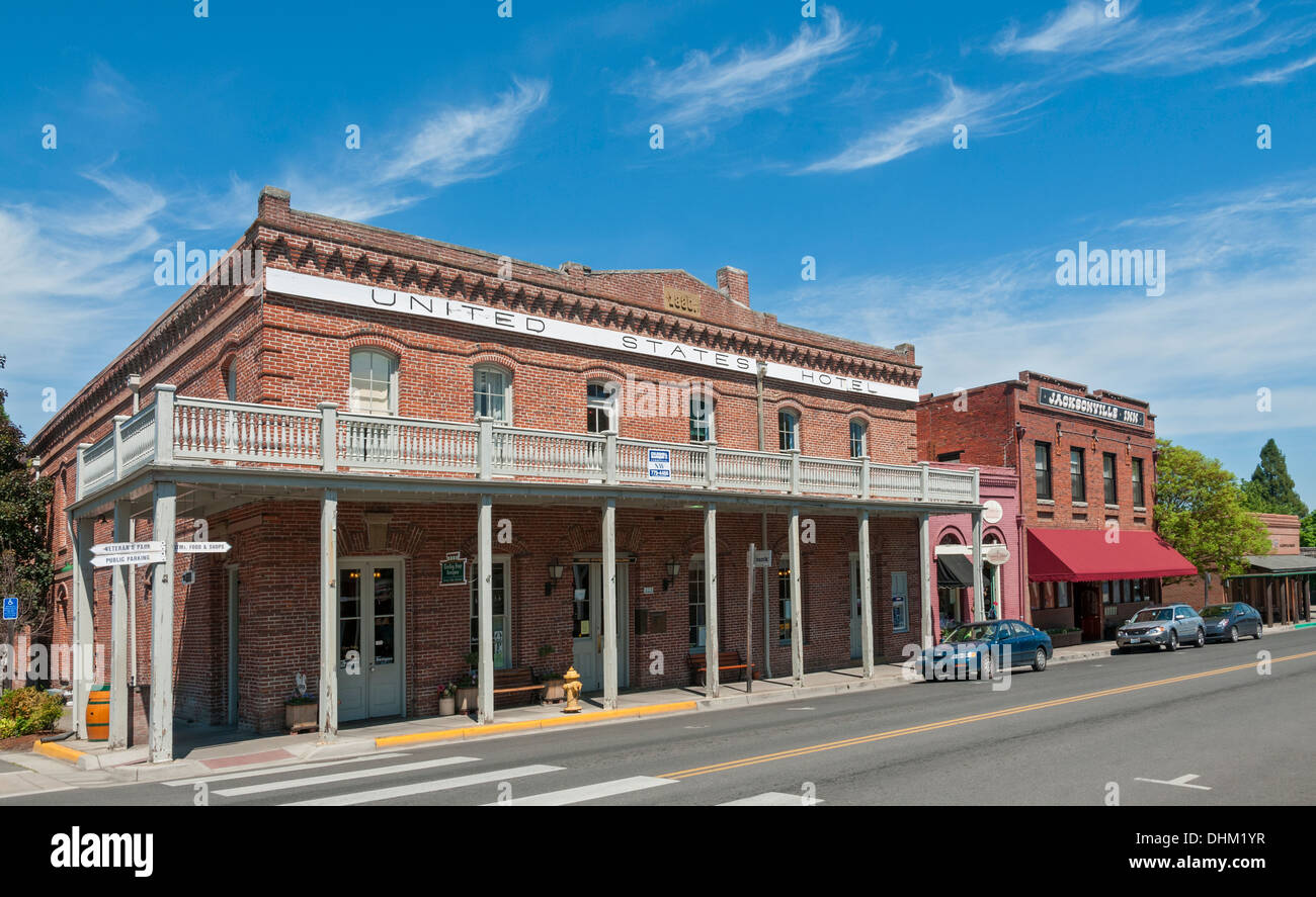 Oregon, Jacksonville, gold rush town founded 1852, National Historic District, U S Hotel built 1880 Stock Photo