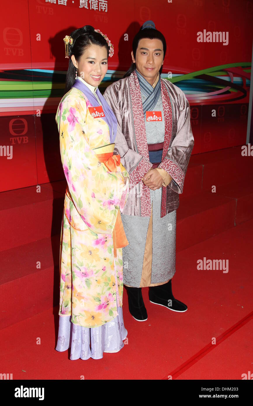 Hong Kong, China. 11th Nov, 2013. Myolie Wu and Ron Ng attend press conference of TV drama Vinegar Lady wearing costume in Hong Kong, China on Monday November 11, 2013. © TopPhoto/Alamy Live News Stock Photo