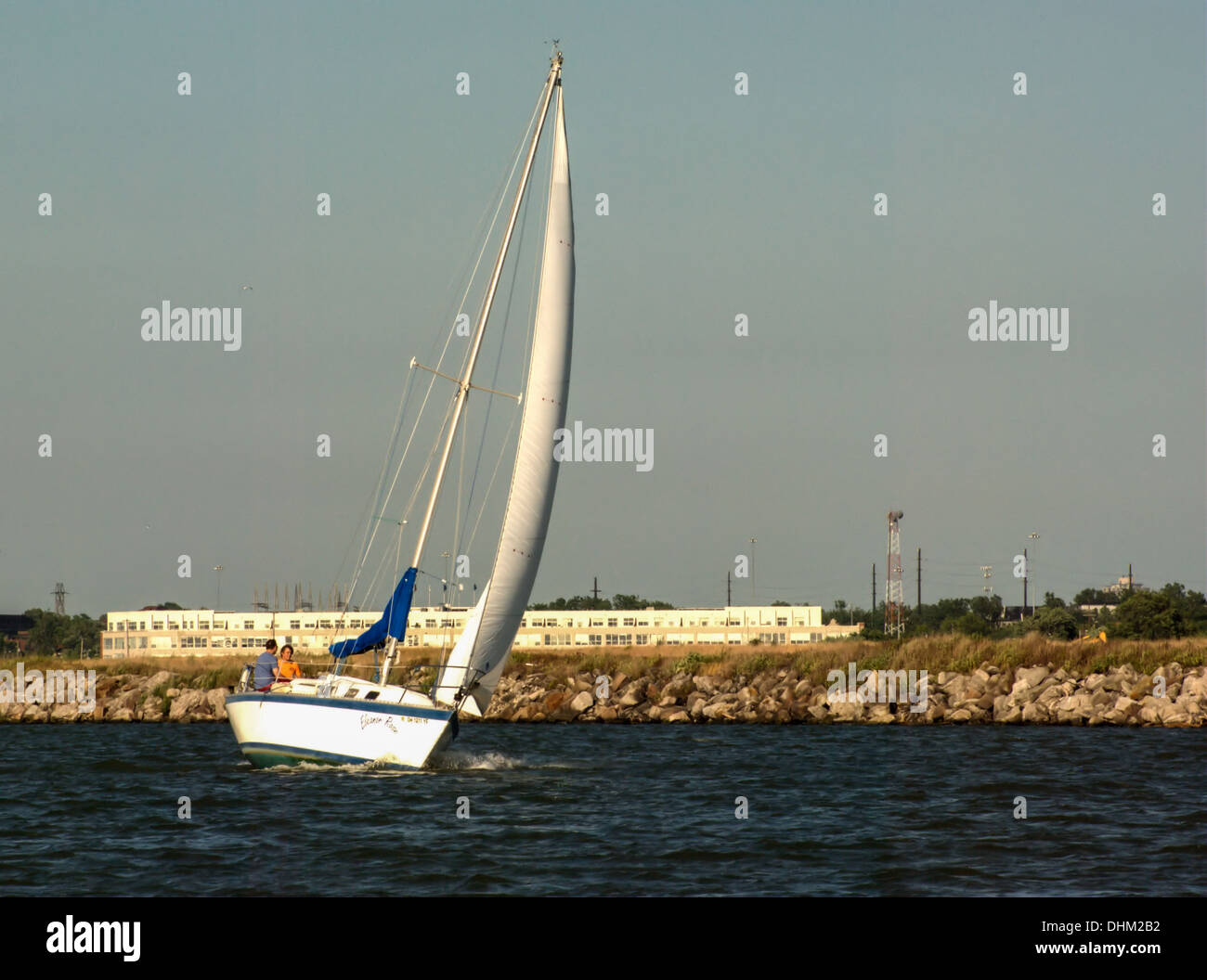 Sailboat on Lake Erie Stock Photo