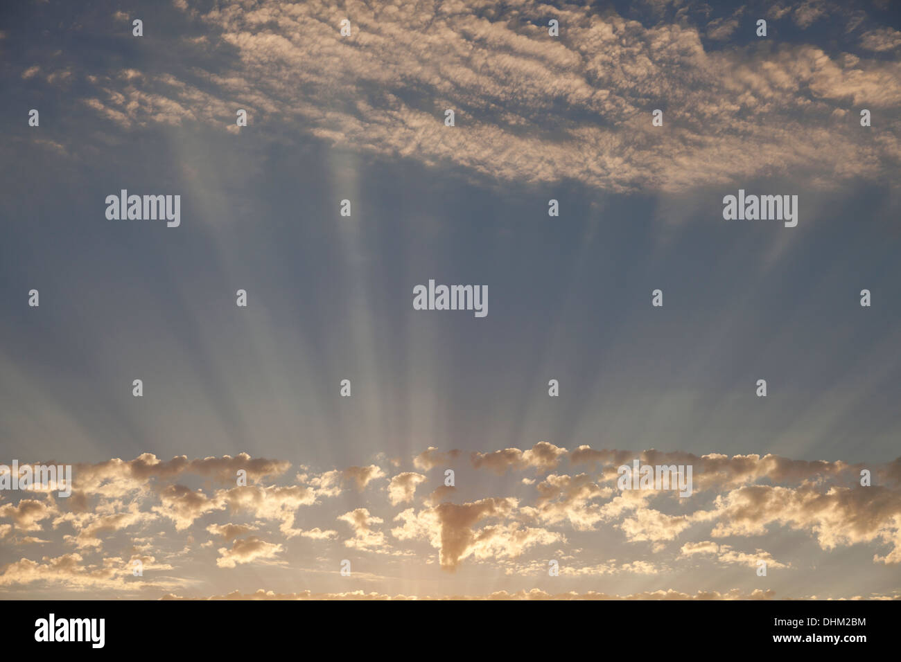 Crepuscular rays, or Godbeams, at sunset, San Diego, California Stock Photo