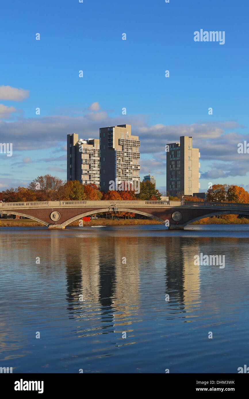 Harvard University apartment towers Peabody Terrace behind Weeks