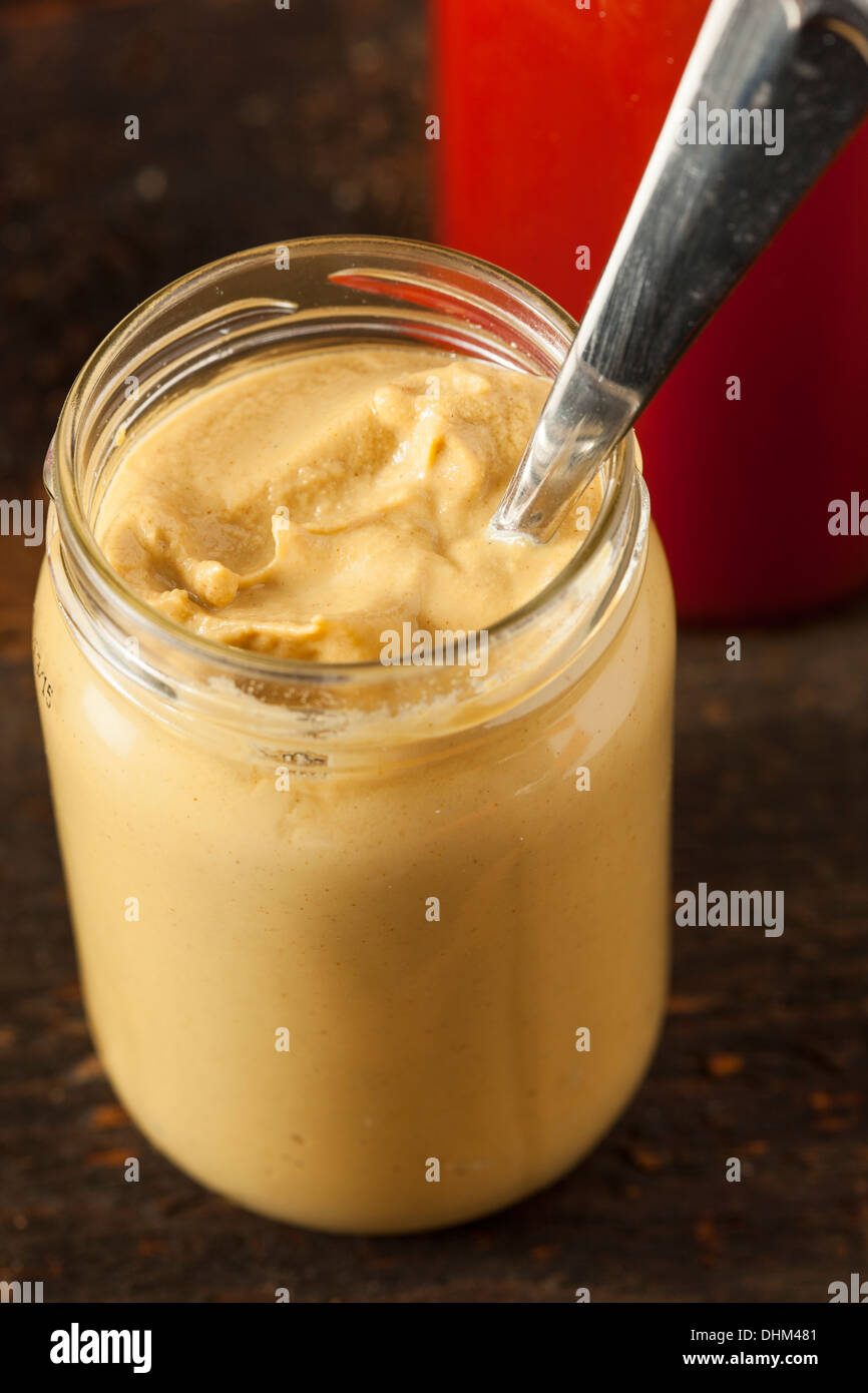 Organic Yellow Mustard Condiment in a Bowl Stock Photo Alamy