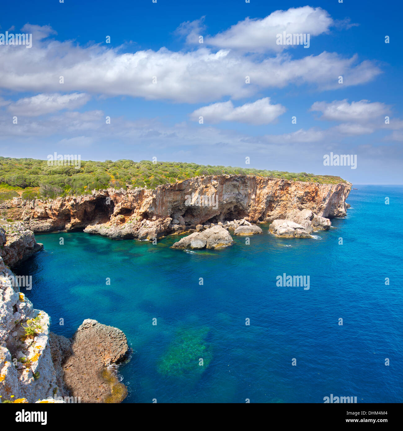 sAlgar beach Cala Rafalet in Menorca at Balearic Islands of Spain Stock Photo