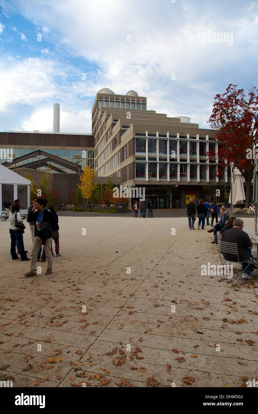Square in front of the modernist Harvard Science Center on Harvard