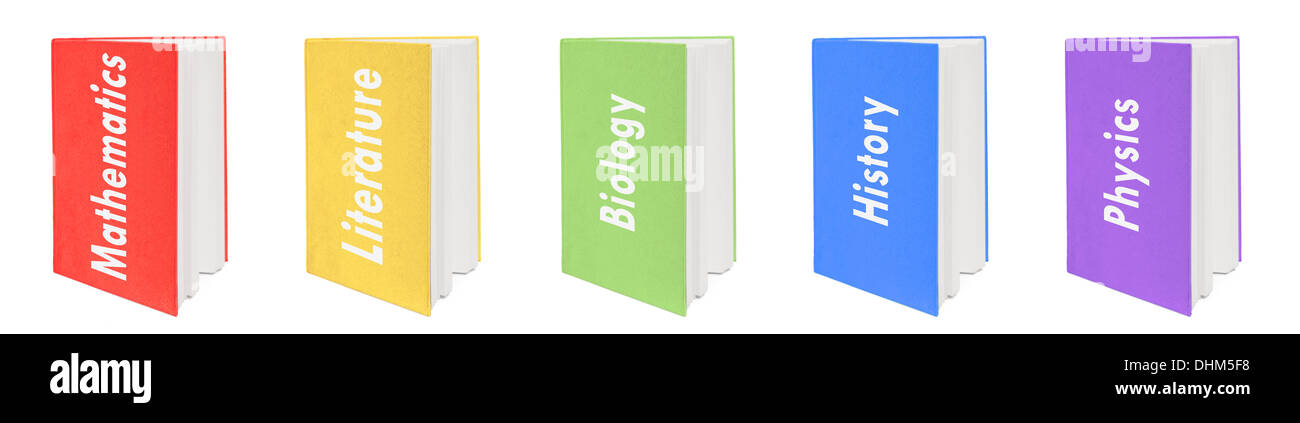 Color Coding Textbooks Five colorful textbooks Stock Photo - Alamy