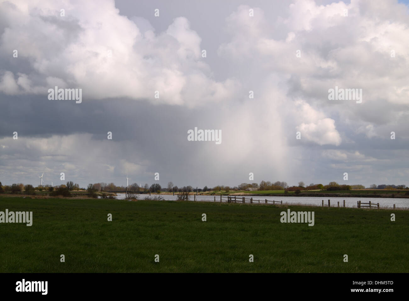 Rain clouds over East Frisia Stock Photo