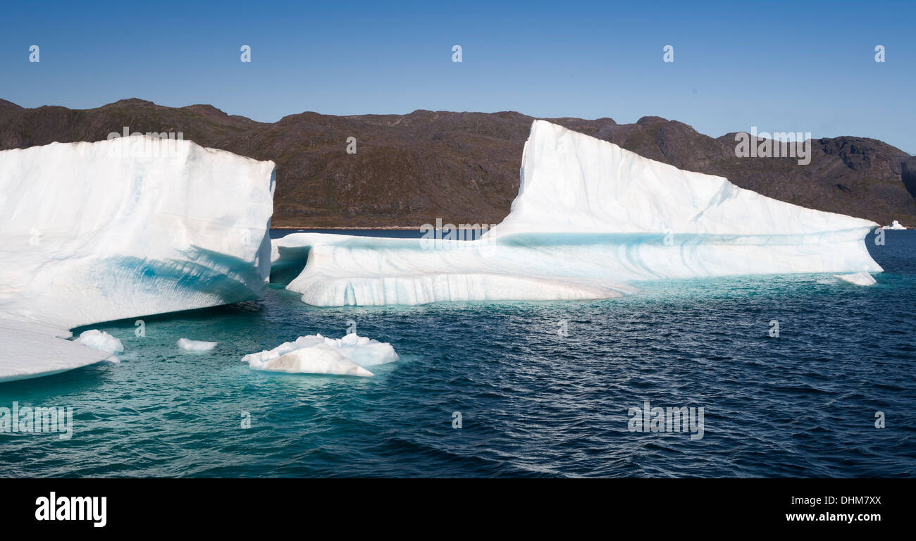 Greenland. The biggest glacier on a Jakobshavn. Huge icebergs of