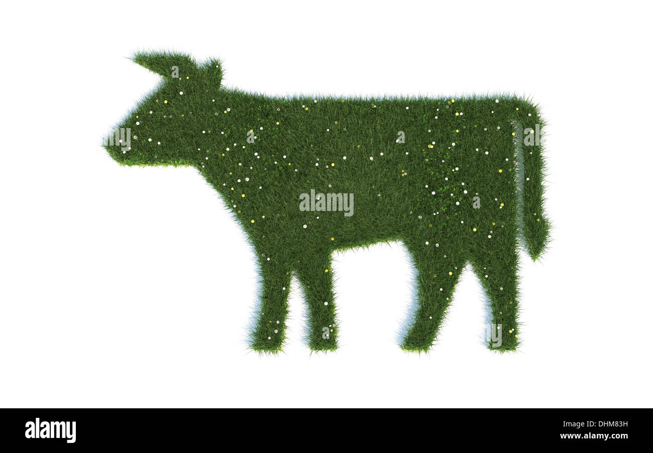 Cow Serie Symbole aus realist Gras Stock Photo