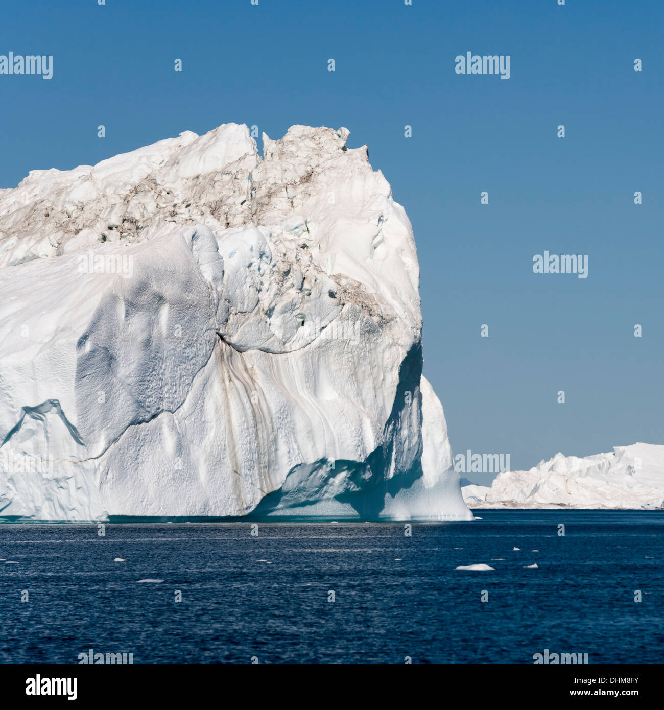 Greenland. The biggest glacier on a Jakobshavn. Huge icebergs of