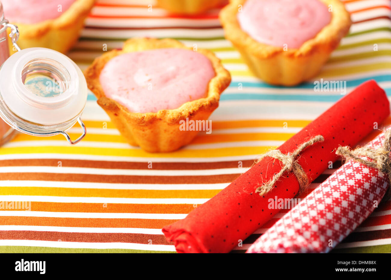 Cake with raspberry yogurt dessert Stock Photo