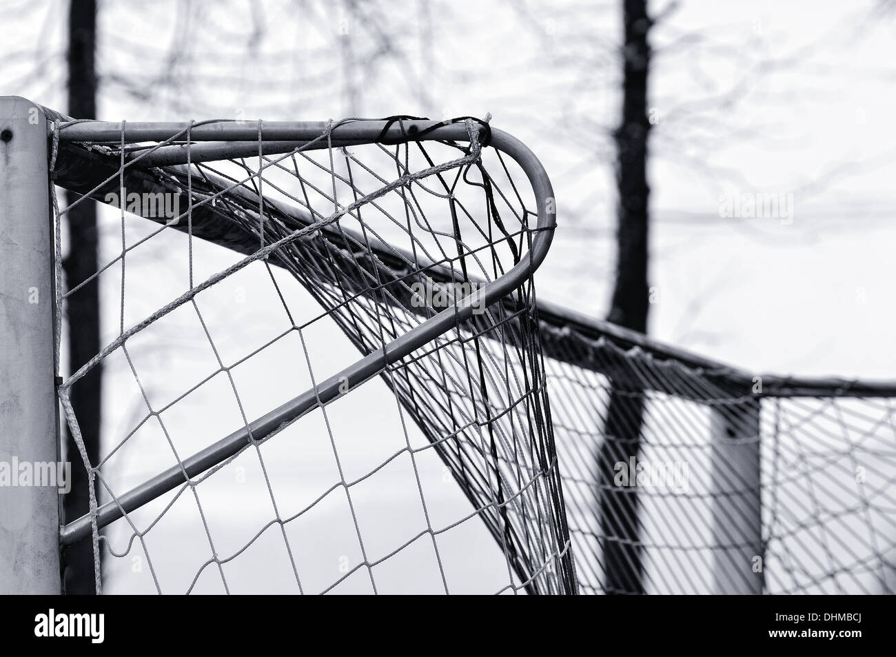 behind the soccer goal monochrome Stock Photo - Alamy