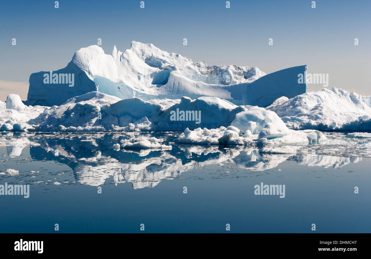 Greenland. The biggest glacier on a Jakobshavn. Huge icebergs of