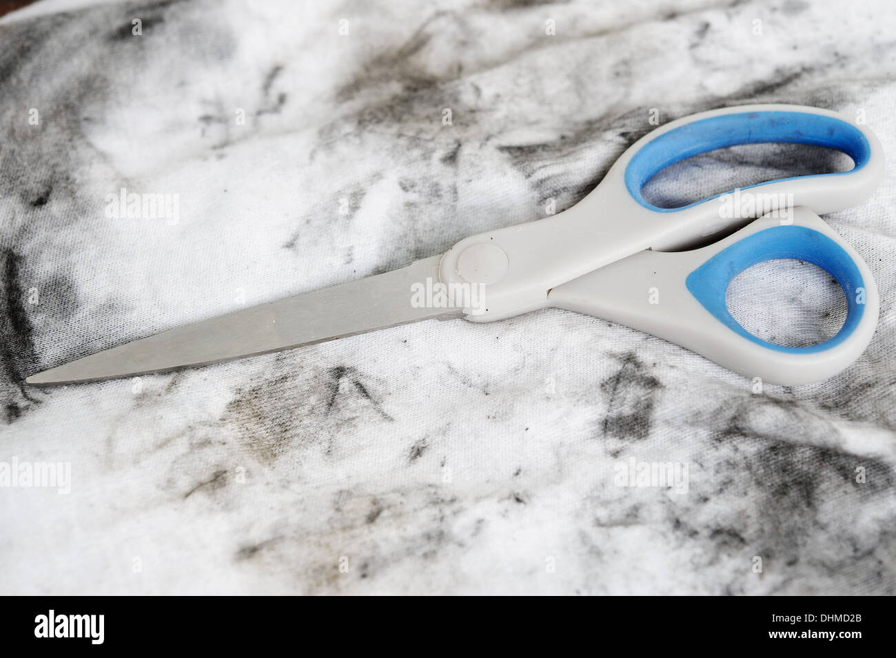 Dirty lying tools on white with dirtied grease Stock Photo