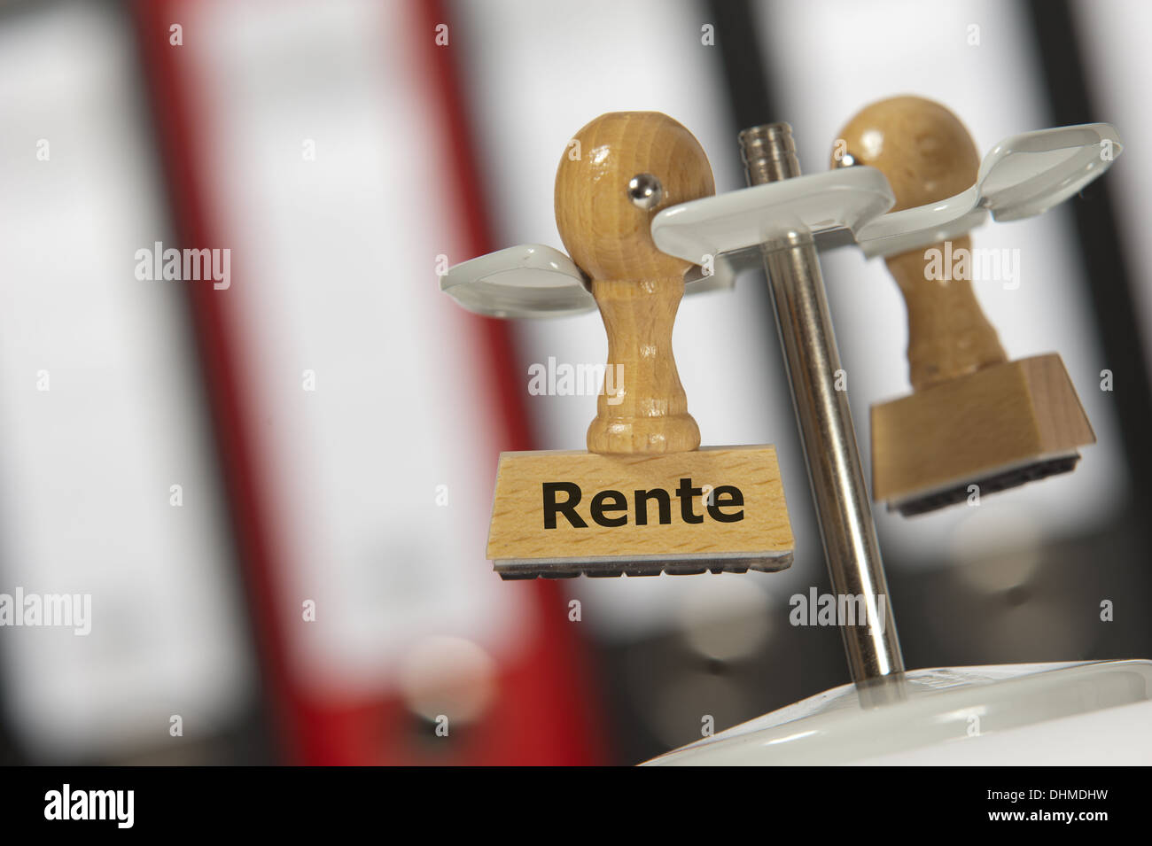 rubber stamp marked with pension Stock Photo