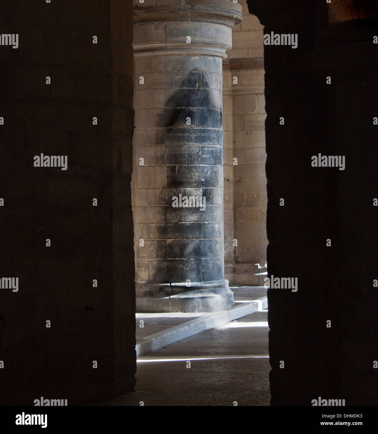 Ghost Spectre Crypt Canterbury Cathedral Kent. Unexplained marking on a pillar.  I Stock Photo