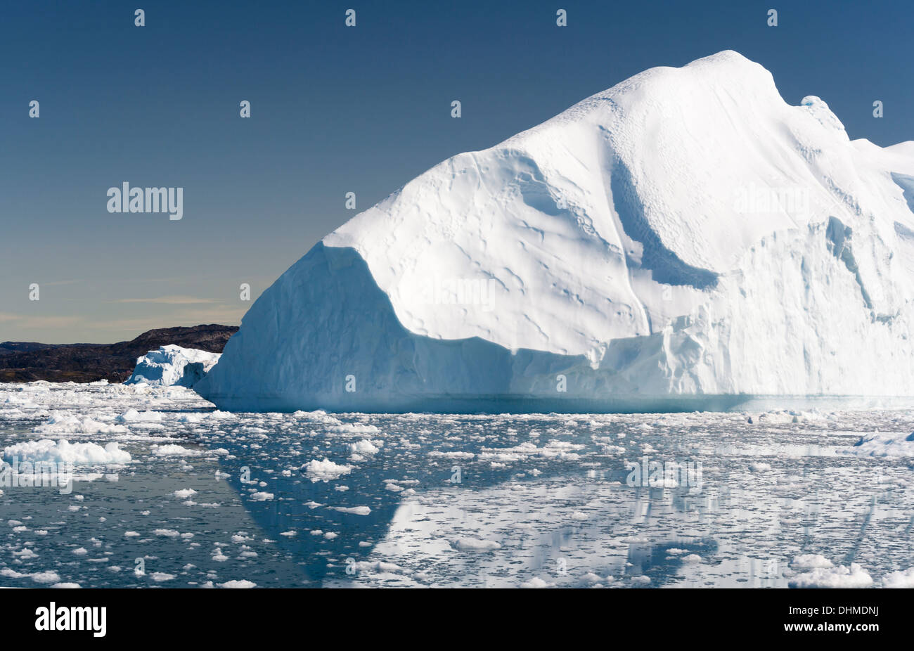 Greenland. The biggest glacier on a Jakobshavn. Huge icebergs of