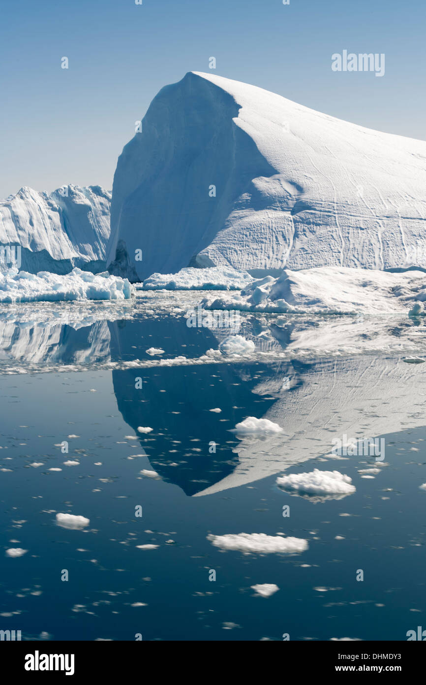 Greenland. The biggest glacier on a Jakobshavn. Huge icebergs of