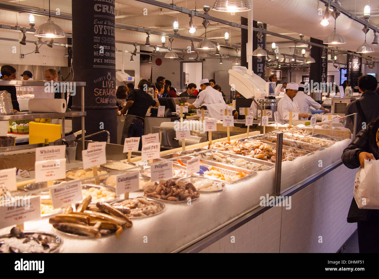 The Lobster Place seafood Market or fishmongers, Chelsea Food Market, New York City, United States of America. Stock Photo