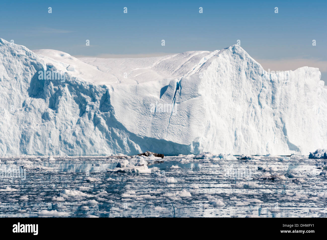 Greenland. The biggest glacier on a Jakobshavn. Huge icebergs of