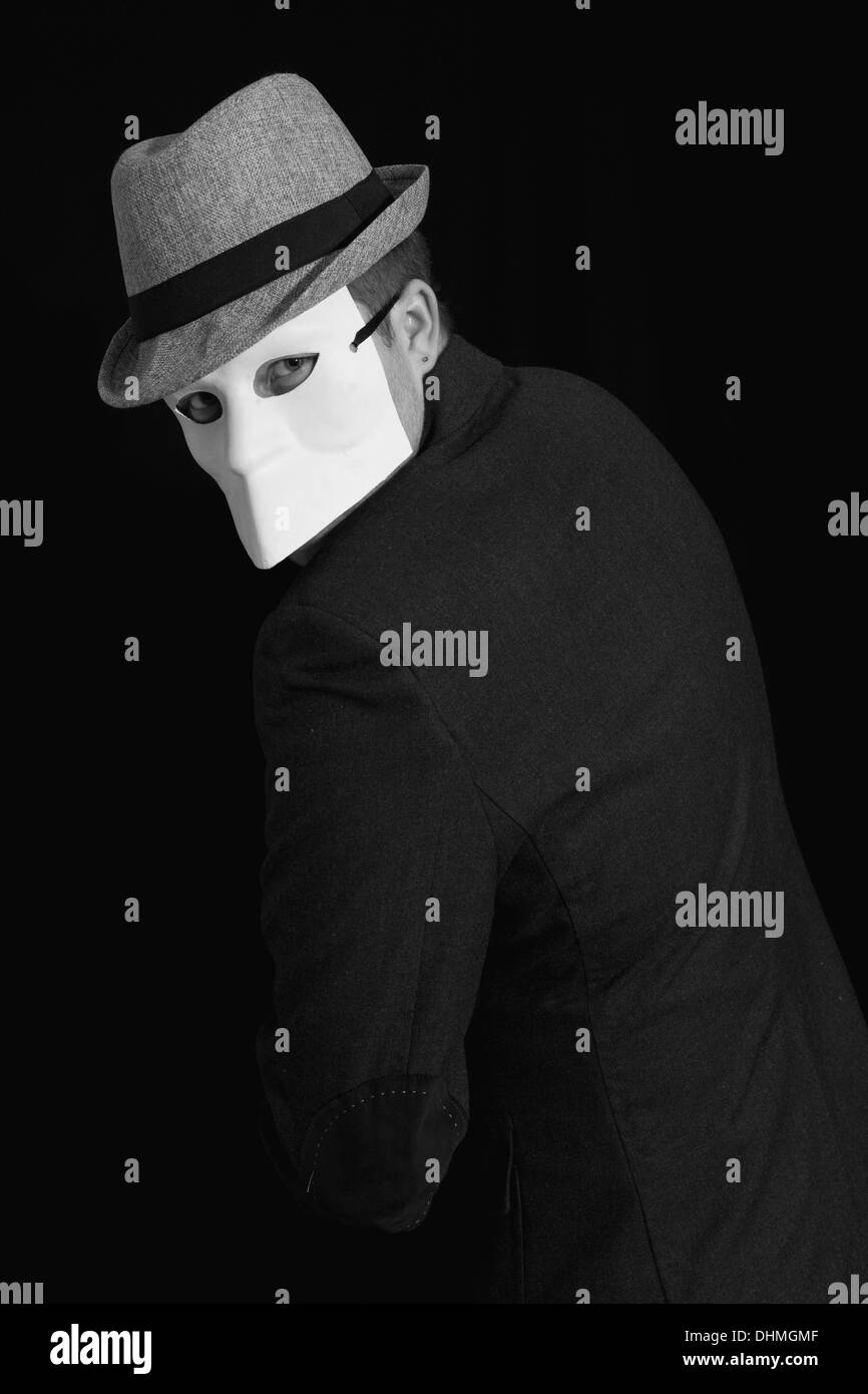 Male model wearing black Black and White Stock Photos & Images - Alamy